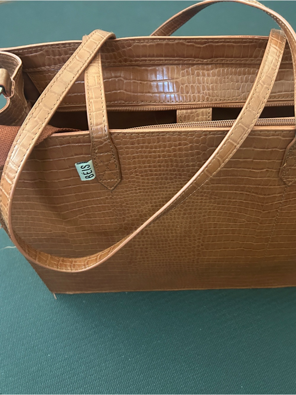 BEIS Maple Croc-Embossed Satchel Bag